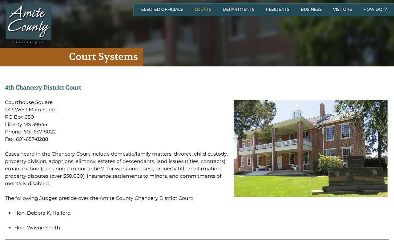 Amite County court charges across the county court system