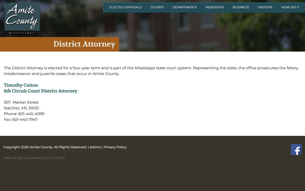 Amite County court charges filed by the District Attorney