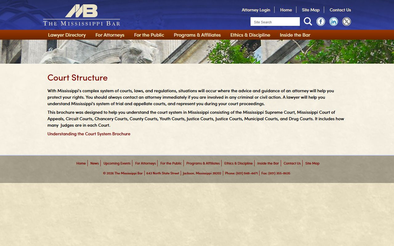 Mississippi court structure chart explaining Amite County criminal court records